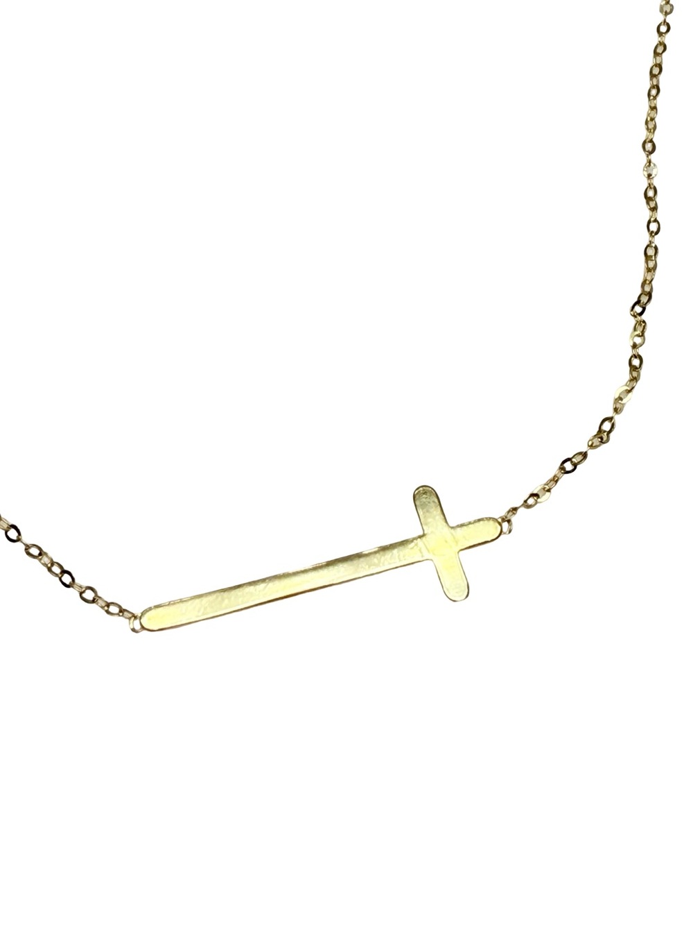 ✨ Stunning 14K Gold Sideways Cross Necklace ✨ - Picture 9 of 17